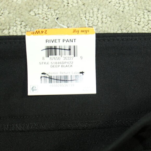 JM Collection Black Dress Pull On Rivet Pants Slim Leg Size 24WP Plus Petite NWT - Picture 3 of 8